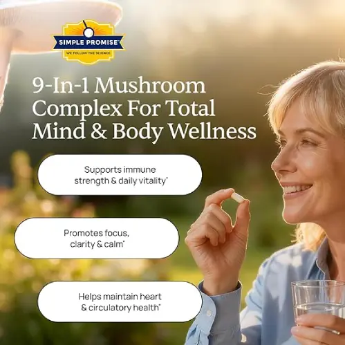 Illustration showing how Cholibrium works using a blend of 10 mushroom extracts to support healthy cardiovascular function.
