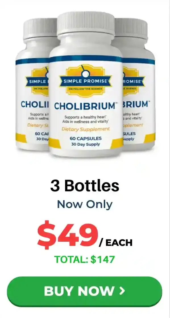 Three-bottle popular bundle of Cholibrium showing reduced per-bottle rate for cardiovascular support